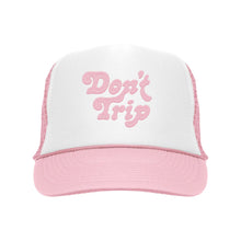 Load image into Gallery viewer, FREE &amp; EASY DON&#39;T TRIP EMBROIDERED TRUCKER HAT IN WHITE/SOFT PINK