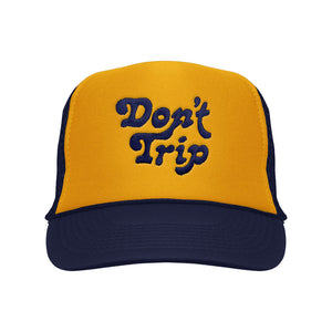 FREE & EASY X PARTY SHIRT DON'T TRIP EMBROIDERED TRUCKER HAT YELLOW/NAVY