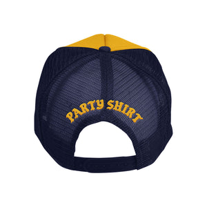 FREE & EASY X PARTY SHIRT DON'T TRIP EMBROIDERED TRUCKER HAT YELLOW/NAVY