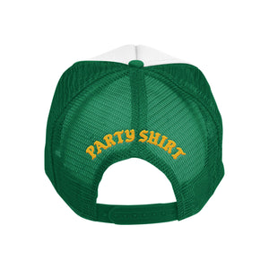 FREE & EASY X PARTY SHIRT DON'T TRIP EMBROIDERED TRUCKER HAT WHITE/GREEN