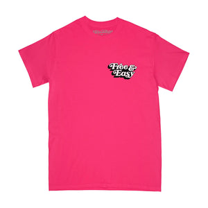 FREE & EASY Don't Trip Drop Shadow SS Tee IN NEON PINK