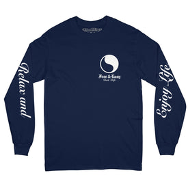 FREE & EASY UNISEX OLDE ENGLISH LS TEE IN NAVY