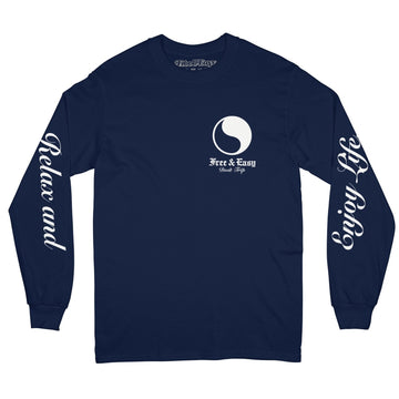 FREE & EASY UNISEX OLDE ENGLISH LS TEE IN NAVY
