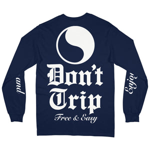 FREE & EASY UNISEX OLDE ENGLISH LS TEE IN NAVY