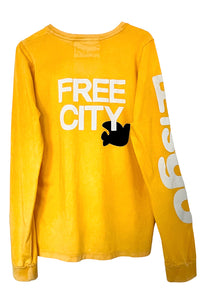 FREE CITY Lets Go Long Sleeve Tee in Yellowlight