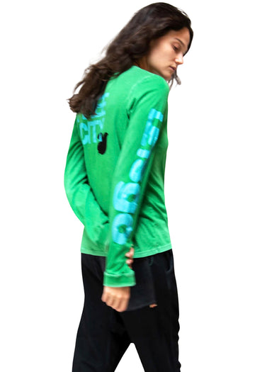 FREE CITY Lets Go Long Sleeve Tee in Greenlight