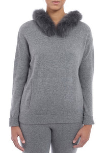 Minnie Rose Cashmere Hoodie With Real Fox Fur