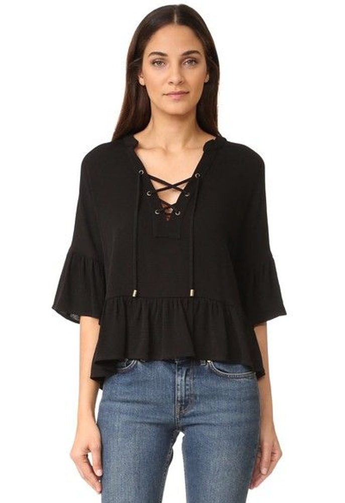 Maven West Haylee Lace Up Ruffle Top
