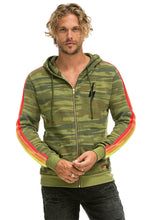 Load image into Gallery viewer, Aviator Nation Bolt Embroidery 4 Stripe Zip Hoodie in Camo/Neon
