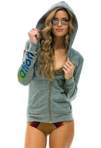 Aviator Nation Zip Hoodie in Heather Grey