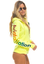 Load image into Gallery viewer, Aviator Nation Neon Zip Logo Hoodie in Neon Yellow