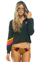 Load image into Gallery viewer, Aviator Nation Bolt Chevron 5 Stitch Split Neck Sweatshirt in Charcoal/Neon