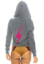 Load image into Gallery viewer, Aviator Nation Bolt Chevron 5 Stitch Split Neck Sweatshirt in Heather/Neon Rainbow