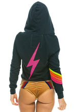 Load image into Gallery viewer, Aviator Nation Bolt Chevron 5 Stitch Split Neck Sweatshirt in Charcoal/Neon