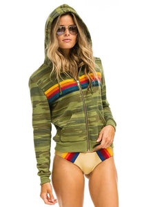 Aviator Nation 5 Stripe Camo Zip  Hoodie