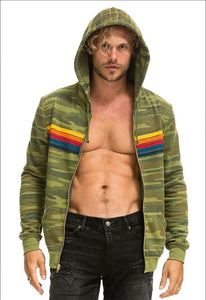 Aviator Nation 5 Stripe Camo Zip  Hoodie