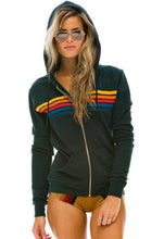 Load image into Gallery viewer, Aviator Nation 5 Stripe Zip Hoodie in Charcoal