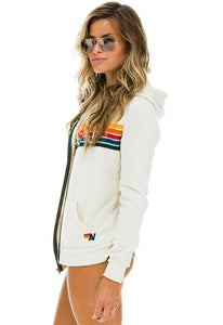 Aviator Nation 5 Stripe Zip Hoodie in Vintage White