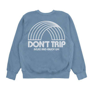 FREE & EASY RAINBOW UNISEX HEAVY FLEECE SWEATSHIRT IN WORN INDIGO