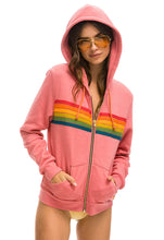 Load image into Gallery viewer, Aviator Nation 6 Stripe Zip Hoodie in Pink / Serape Rainbow