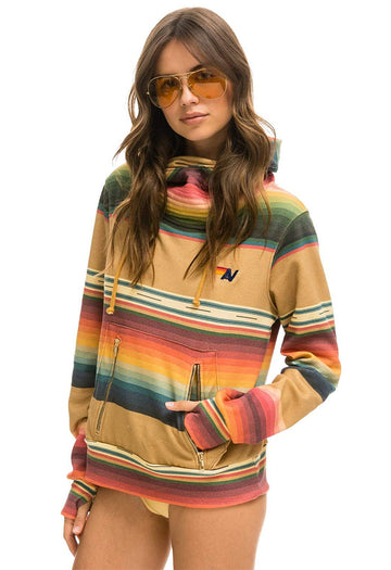 Aviator Nation Serape Ninja Pullover Hoodie in Light Khaki