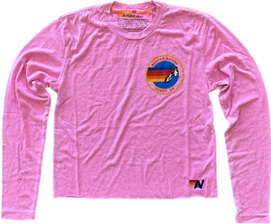 AVIATOR NATION LONG SLEEVE BOYFRIEND TEE IN NEON PINK