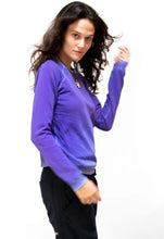Load image into Gallery viewer, FREE CITY Giant Open Hand Raglan in Purple Blacklight