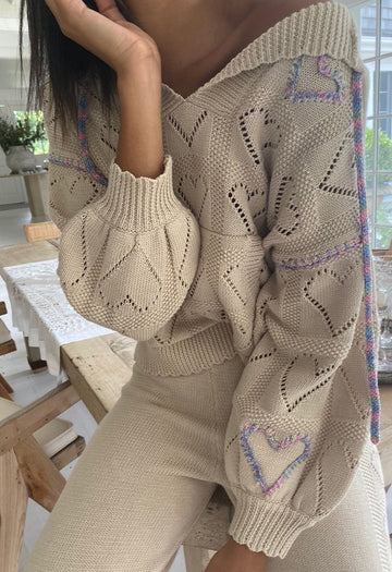 LoveShackFancy Meara Hoodie in Sunset Wheat