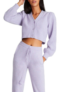 LoveShackFancy Avignon Cropped Cardigan in Purple