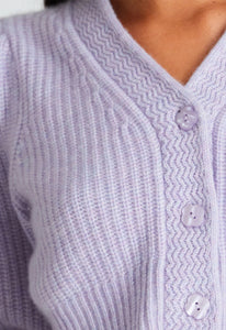 LoveShackFancy Avignon Cropped Cardigan in Purple