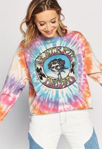 DAYDREAMER Grateful Dead Tie Dye Long Sleeve Crop Tee