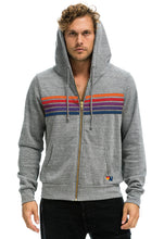 Load image into Gallery viewer, Aviator Nation 5 Stripe Zip Hoodie in Heather Grey / Purple Orange