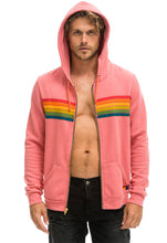 Load image into Gallery viewer, Aviator Nation 6 Stripe Zip Hoodie in Pink / Serape Rainbow