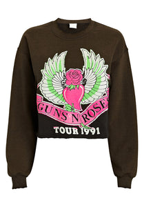 MadeWorn Guns N' Roses Cropped Fleece Sweatshirt