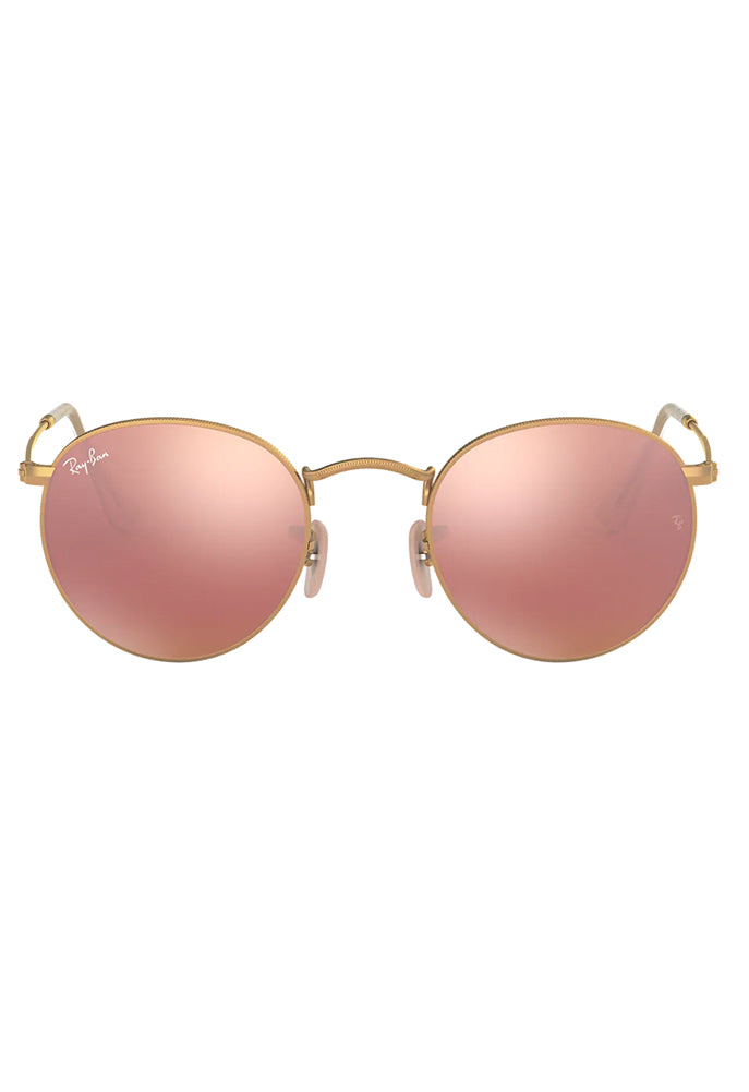 Ray Ban Round 50mm Metal Sunglasses in Light Brown Pink Mirror 112 z2 SINGER22