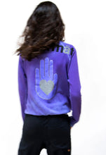 Load image into Gallery viewer, FREE CITY Giant Open Hand Raglan in Purple Blacklight