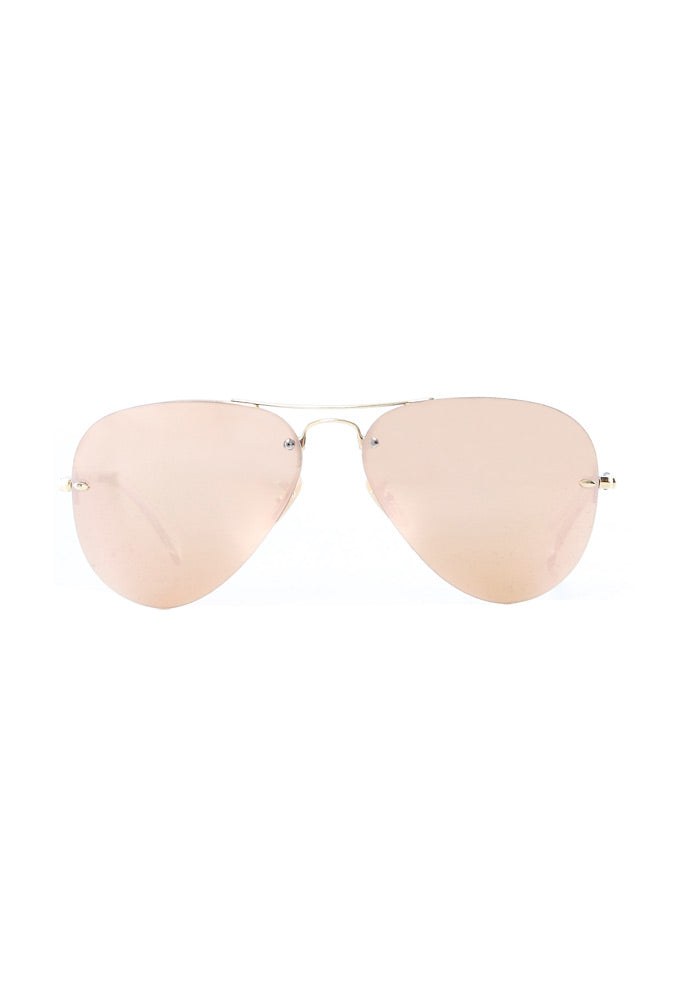 Ray-Ban RB3449 Rimless Metallic Aviator Sunglasses in Gold  display picture 1