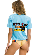 Load image into Gallery viewer, Aviator Nation Smiley Chasing Rainbows Boyfriend Tee in Sky