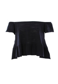 Minnie Rose Off The Shoulder Ruffle Hem Tee