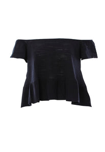 Minnie Rose Off The Shoulder Ruffle Hem Tee