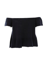 Minnie Rose Off The Shoulder Ruffle Hem Tee