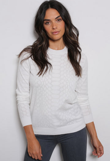 Minnie Rose Snake Mesh Long Sleeve Crew