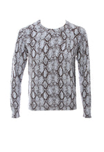 Load image into Gallery viewer, Minnie Rose Cotton Snake Printed Long Sleeve Crew Sweater