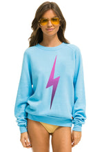 Load image into Gallery viewer, Aviator Nation Bolt Fade Crew Sweatshirt in Sky / Pink Purple