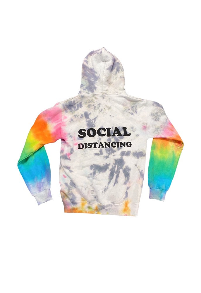 SINGER22 Social Distancing Hoodie Rainbow with Black in Rainbow Black