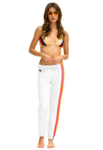 Load image into Gallery viewer, Aviator Nation 4 Stripe Sweatpants in White/Neon