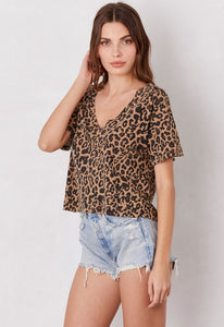 LnA Leopard Boxy V Neck