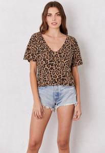 LnA Leopard Boxy V Neck