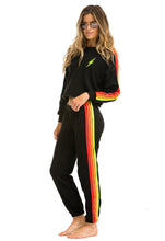 Load image into Gallery viewer, Aviator Nation Bolt Embroidery Classic 4 Stripe Cropped Crew Sweatshirt