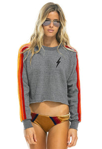 Aviator Nation Bolt Classic Cropped Crew Neck Sweatshirt in Heather Rainbow